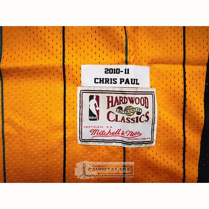 Camiseta Charlotte Hornets Chris Paul NO 3 Mitchell & Ness 2010-11 Amarillo